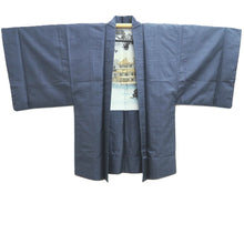 Load image into Gallery viewer, Men's Haori Vintage(1950-1980) Blue Black Kinkakuji Landscape Silk #10641C4
