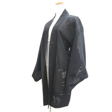 Load image into Gallery viewer, Haori Jacket Vintage(1950-1980) Black Sheer Peony Silk #10896E4