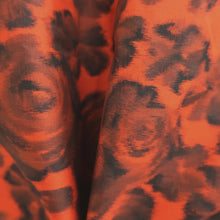 Load image into Gallery viewer, Haori Jacket Vintage(1920-1950) Vermillion Black Meisen Floral pattern Silk #11034A2