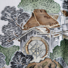 Load image into Gallery viewer, Men's Haori Vintage(1950-1980) Black Montsuki Landscape Silk #10284E4