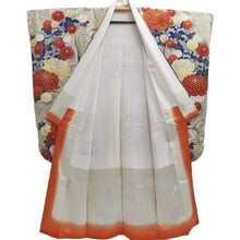 Load image into Gallery viewer, Furisode Vintage(1950-1980) Blue Gold White Chrysanthemum Tall Silk #10325F1