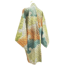 Load image into Gallery viewer, Haori Jacket Vintage(1920-1950) Green Yellow Orange Shibori Silk #10624C3