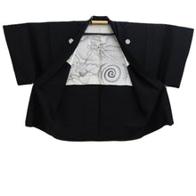 Load image into Gallery viewer, Men's Haori Vintage(1950-1980) Black Montsuki Dragon Wide Silk #10439A3