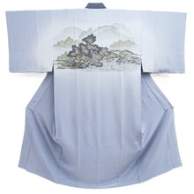 Load image into Gallery viewer, Men's Juban Blueish Gray Landscape Silk #10664C5