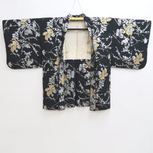Load image into Gallery viewer, Haori Jacket Vintage(1950-1980) Black Silver Gold Grass Silk #9756A3