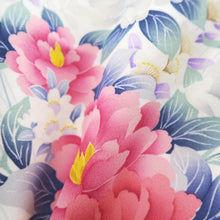 Load image into Gallery viewer, Furisode Blue White Peony Tall Silk #9698J4