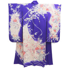 Load image into Gallery viewer, Furisode Blueish Purple Peony Cherry Blossom Silk #10304E5