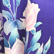 Load image into Gallery viewer, Furisode Blueish Purple Rose Tall Silk #9606H4