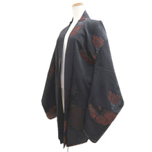 Load image into Gallery viewer, Haori Jacket Vintage(1950-1980) Black Ryusui Floral pattern Silk #11066A4