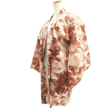 Load image into Gallery viewer, Haori Jacket Vintage(1950-1980) Cream white Reddish Brown Flower Silk #10585C1