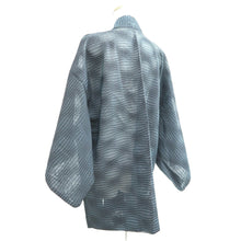 Load image into Gallery viewer, Haori Jacket Vintage(1950-1980) Blueish Gray Black Sheer Wave Silk #10966F3