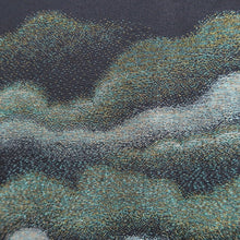 Load image into Gallery viewer, Haori Jacket Vintage(1950-1980) Black Silver Gold Landscape Wave Silk #10127D3