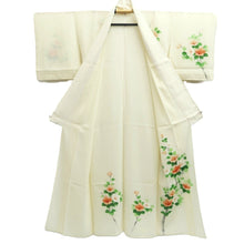 Load image into Gallery viewer, Kimono Vintage(1950-1980) Cream white See-Through Flower Tall Silk #10276E4