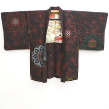Load image into Gallery viewer, Haori Jacket Vintage(1950-1980) Black Brown Flower Silk #9731A1