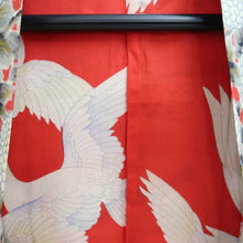 Load image into Gallery viewer, Haori Jacket Vintage(1920-1950) Red Gray Meisen Chrysanthemum Silk #11044A3