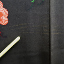 Load image into Gallery viewer, Furisode Vintage(1920-1950) Black Crane Birds Silk #11107Z1