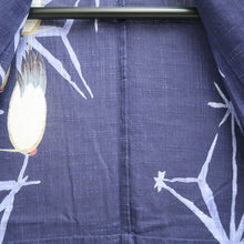 Load image into Gallery viewer, Yukata Navy Crane Birds Cotton #10348F3