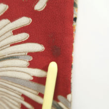 Load image into Gallery viewer, Haori Jacket Vintage(1950-1980) Red Chrysanthemum Silk #11014A1