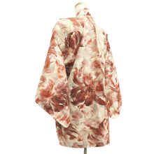 Load image into Gallery viewer, Haori Jacket Vintage(1950-1980) Cream white Reddish Brown Flower Silk #10585C1