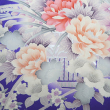 Load image into Gallery viewer, Furisode Blueish Purple Peony Cherry Blossom Silk #10304E5