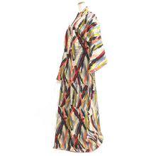 Load image into Gallery viewer, Kimono Vintage(1920-1950) Black Green Mustard Meisen Silk #10769D4