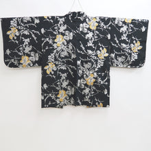 Load image into Gallery viewer, Haori Jacket Vintage(1950-1980) Black Silver Gold Grass Silk #9756A3