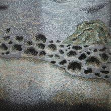 Load image into Gallery viewer, Haori Jacket Vintage(1950-1980) Black Silver Gold Landscape Wave Silk #10127D3