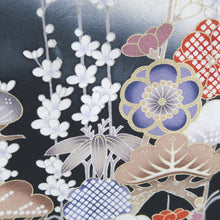 Load image into Gallery viewer, Kimono Pink Black Crane Birds Plum blossom Silk #9668J3