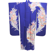 Load image into Gallery viewer, Furisode Blue Flower Tall Silk #10336F2