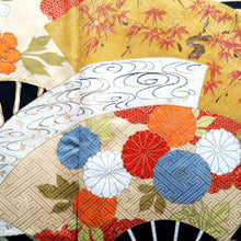Load image into Gallery viewer, Furisode Black Folding Fan Hand painted Silk #10315F1