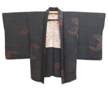 Load image into Gallery viewer, Haori Jacket Vintage(1950-1980) Black Ryusui Floral pattern Silk #11066A4