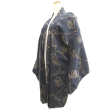 Load image into Gallery viewer, Haori Jacket Vintage(1950-1980) Grayish Black Plum blossom Branch Silk #10575B5