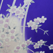 Load image into Gallery viewer, Furisode Blueish Purple Peony Cherry Blossom Silk #10304E5