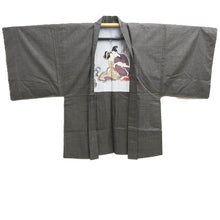 Load image into Gallery viewer, Men's Haori Vintage(1950-1980) Blackish Brown Shunga Silk #10285E4