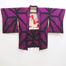 Load image into Gallery viewer, Haori Jacket Vintage(1920-1950) Magenta Black Shibori Asanoha Silk #9960C1
