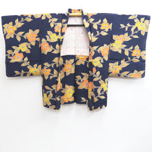 Load image into Gallery viewer, Haori Jacket Vintage(1950-1980) Dark Blue Camellia Silk #10144D3