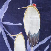 Load image into Gallery viewer, Yukata Navy Crane Birds Cotton #10348F3
