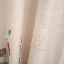 Load image into Gallery viewer, Kimono Pink Black Crane Birds Plum blossom Silk #9668J3