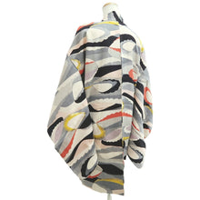 Load image into Gallery viewer, Haori Jacket Vintage(1950-1980) Gray Black Yellow Abstract art Silk #10845E3