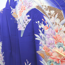 Load image into Gallery viewer, Furisode Blue Flower Tall Silk #10336F2