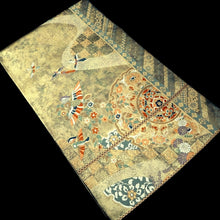 Load image into Gallery viewer, Fukuro Obi Gold Bird Silk BB331V9