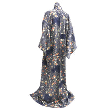 Load image into Gallery viewer, Kimono Dark Blue Chrysanthemum Maple Leaf Silk #10525B2