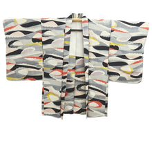 Load image into Gallery viewer, Haori Jacket Vintage(1950-1980) Gray Black Yellow Abstract art Silk #10845E3