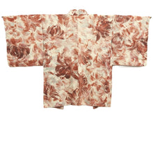 Load image into Gallery viewer, Haori Jacket Vintage(1950-1980) Cream white Reddish Brown Flower Silk #10585C1