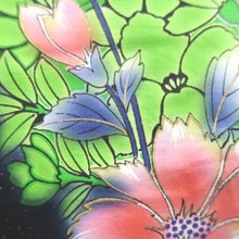 Load image into Gallery viewer, Yukata Black Green Gold Flower Cotton #10749D3