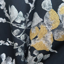 Load image into Gallery viewer, Haori Jacket Vintage(1950-1980) Black Silver Gold Grass Silk #9756A3