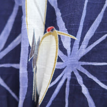 Load image into Gallery viewer, Yukata Navy Crane Birds Cotton #10348F3