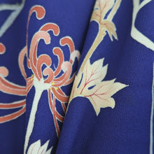 Load image into Gallery viewer, Kimono Vintage(1950-1980) Purplish Blue Chrysanthemum Silk #10779D4