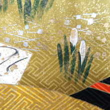 Load image into Gallery viewer, Furisode Black Folding Fan Hand painted Silk #10315F1