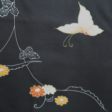 Load image into Gallery viewer, Haori Jacket Black Butterfly Floral pattern Silk #11076A4